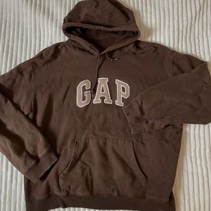 brown gap logo hoodie